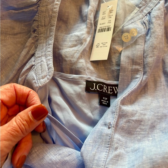 NWT - J. Crew Sky Blue Cabana Linen Dress - XSP - Picture 6 of 11